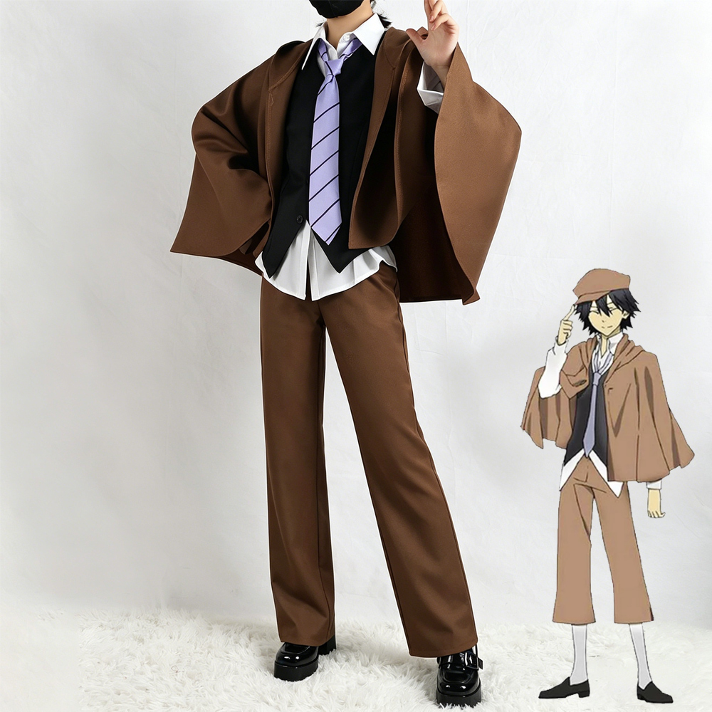 Board Game Yokohama - 江戸川乱歩 コスプレ衣装 文豪ストレイドッグス 探偵衣装 ブラウンマント フルセット