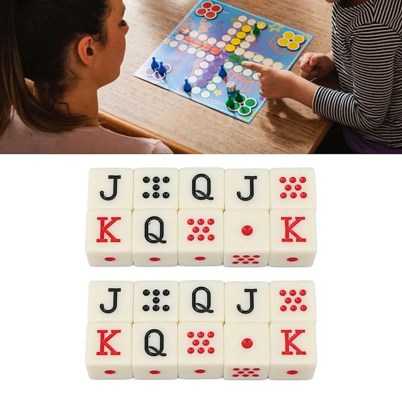 Board Game Ludo - 角のある角のアクリルポーカーのサイコロ,テーブルゲームのサイコロ,楽しい家族のためのスペインのサイコロ,jqkゲームのおもちゃ,16mm, 1セットあたり10個