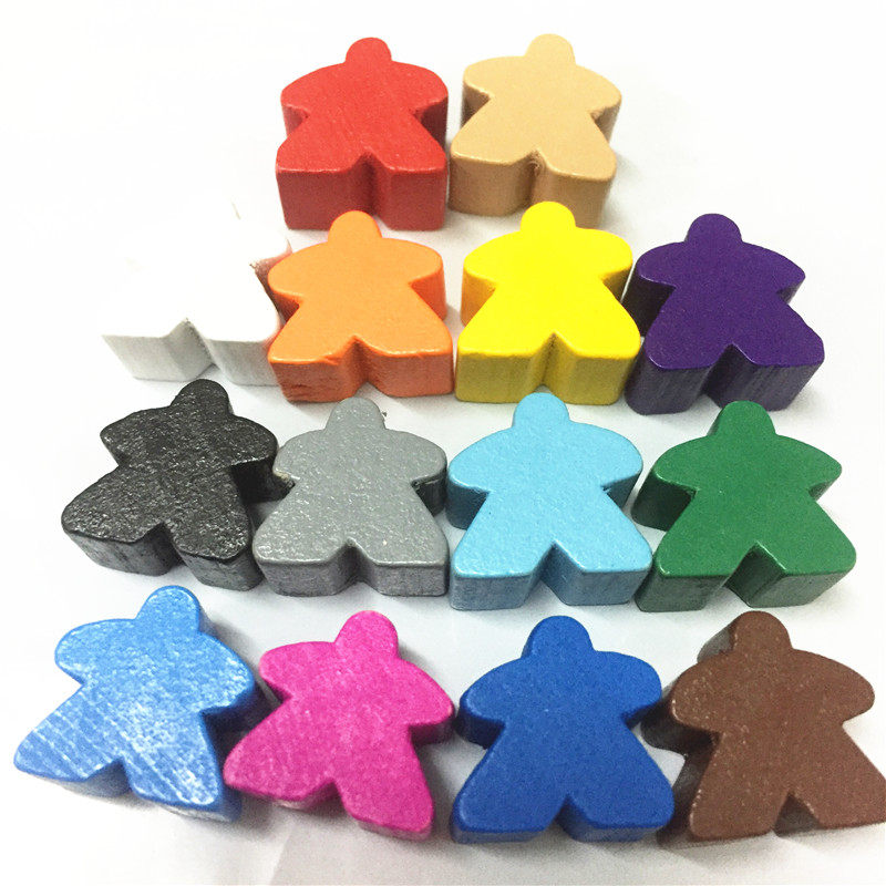 Board Game Catan - 木製の木製チェスピース,14色,標準サイズ16mm,meeple carcassonne用,ボードゲームアクセサリー,14個