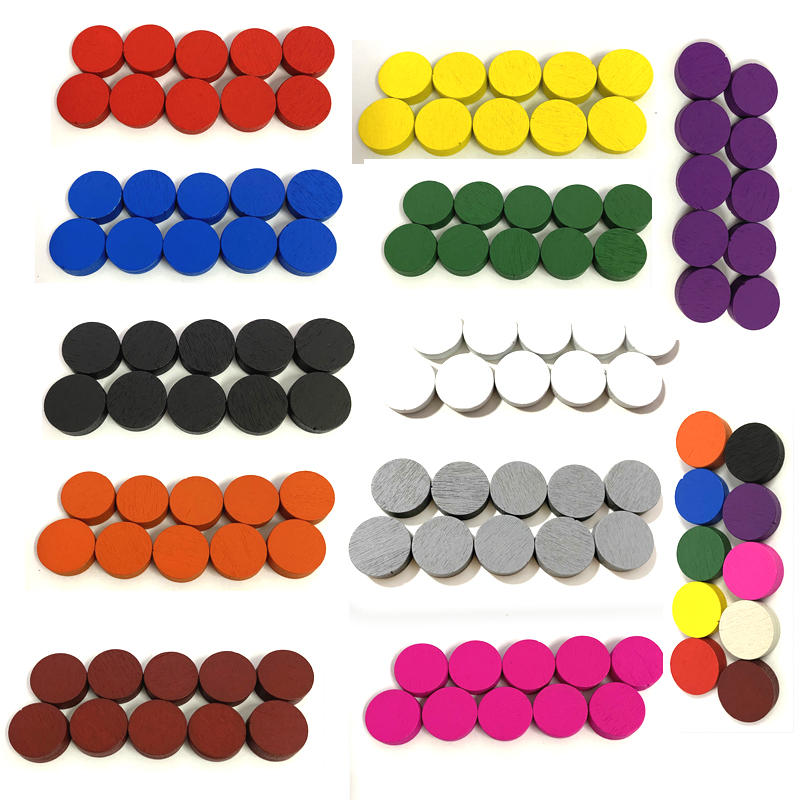 50 個 15*5 ミリメートル 11 色木製ディスクディス - Board Game Harvest のレビューと価格