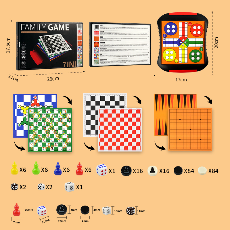 3-in-1/5-in-1/7-in-1 ボードゲームセット - Board Game Ludo のレビューと価格